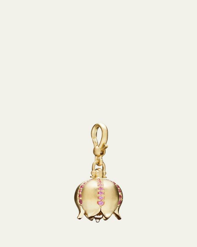 18k Yellow Gold Pink Sapphire Bell Charm